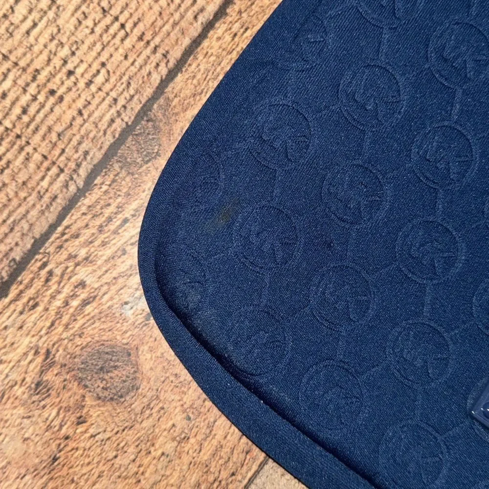 Michael Kors Mono Embossed Neoprene iPad Crossbody Purse Bag Padded blue